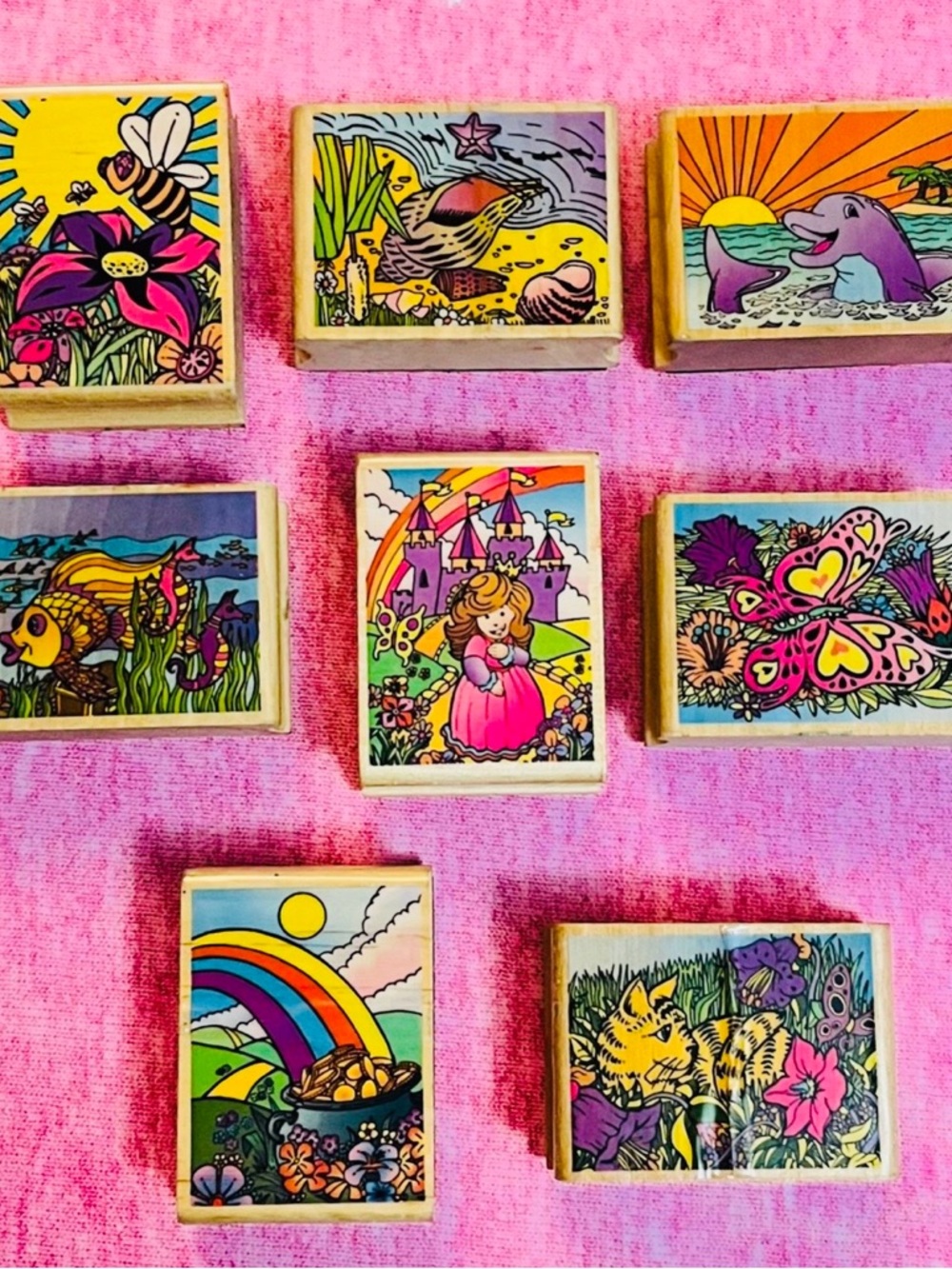 Pretty RARE 8pc Detailed Stamp Set